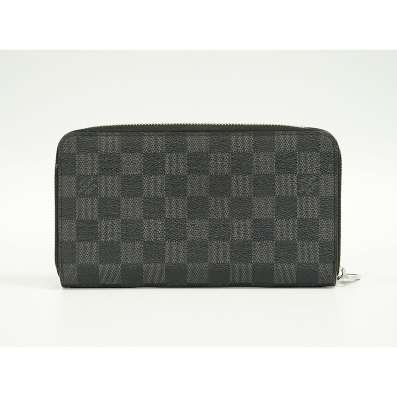 真正的路易威登 LOUIS VUITTON LV Zippy organizer Damier Graphite 圓形緊固件長錢包黑色灰色 N63077 Zippy Organizer Vuitton 錢包錢包使用-1