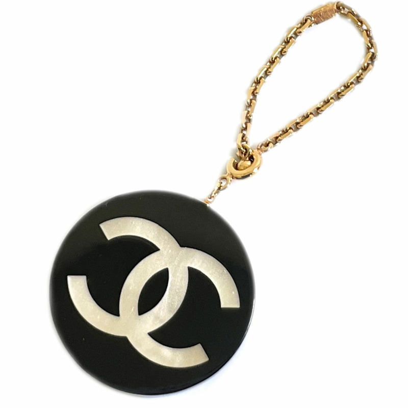 正品香奈兒 CHANEL 03A 此處標記魅力包魅力鑰匙扣塑料鍍金黑色白色配件首飾二手-0