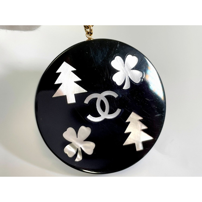正品香奈兒 CHANEL 03A 此處標記魅力包魅力鑰匙扣塑料鍍金黑色白色配件首飾二手-3