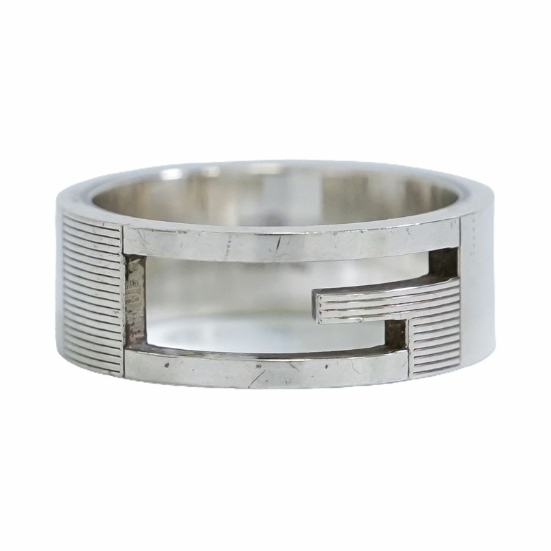  正品 Gucci GUCCI G 戒指開口 G Brantette Ag925 戒指戒指 19 17.5 銀銀飾品二手-0
