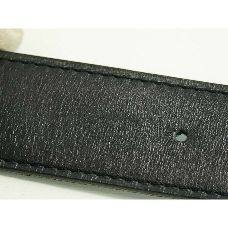 正品愛馬仕 HERMES H 腰帶 Constance 雙面腰帶 □F 雕刻 2002 皮革黑色藍色牛仔褲淺藍色銀色硬件女士服裝配件二手-6