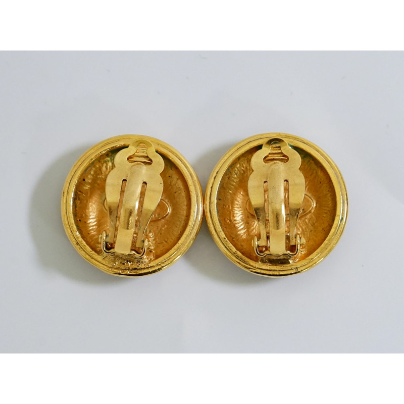 真正的文章香奈兒 CHANEL 95A 這裡標記耳環 GP 鍍金可可標記配件珠寶使用-1