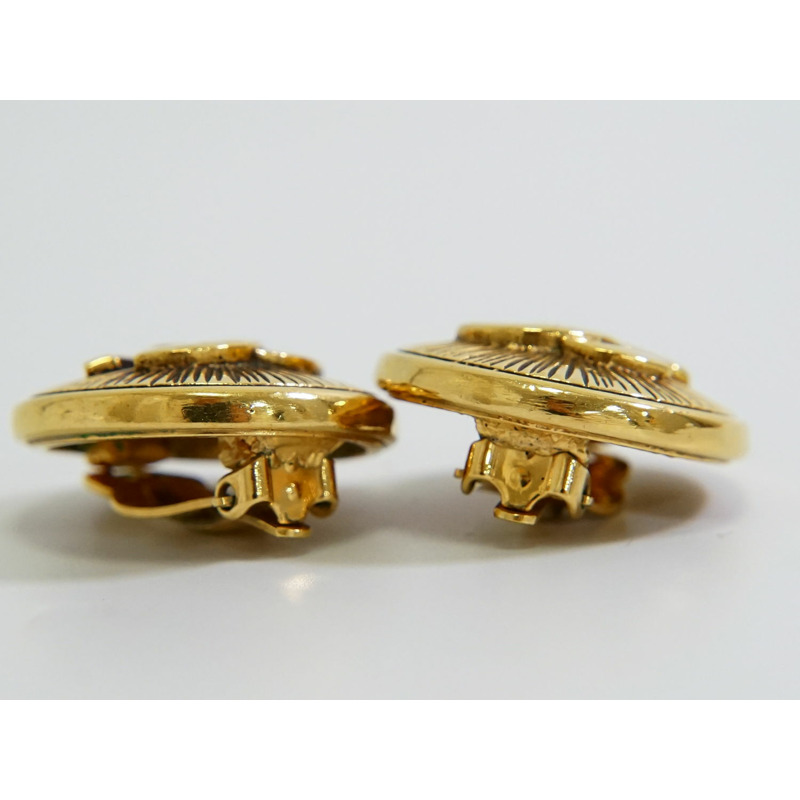 真正的文章香奈兒 CHANEL 95A 這裡標記耳環 GP 鍍金可可標記配件珠寶使用-4