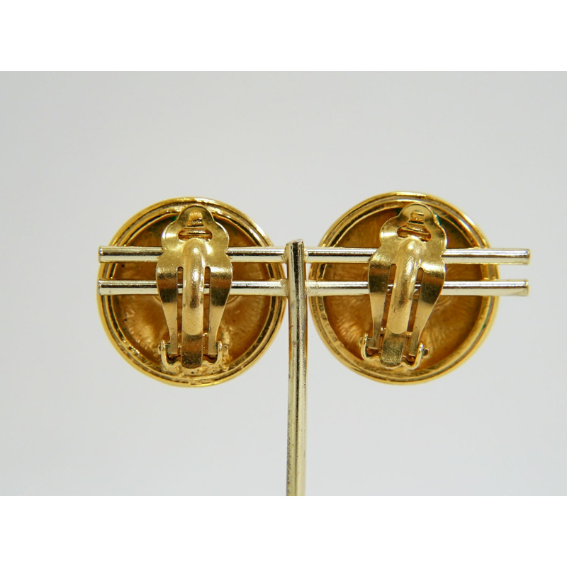 真正的文章香奈兒 CHANEL 95A 這裡標記耳環 GP 鍍金可可標記配件珠寶使用-6