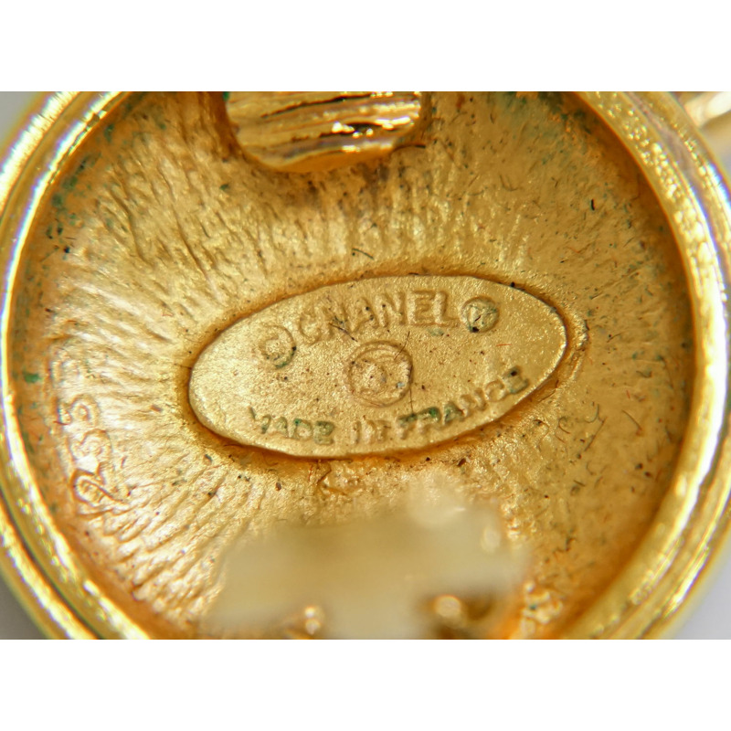 真正的文章香奈兒 CHANEL 95A 這裡標記耳環 GP 鍍金可可標記配件珠寶使用-7