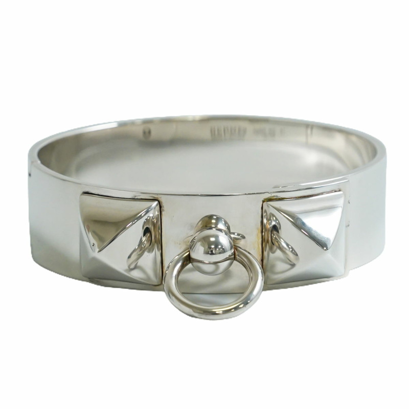 正品愛馬仕 HERMES Collier de Chien MM 手鐲手鐲 Ag925 銀銀 Collier de Chien 配件珠寶二手-0