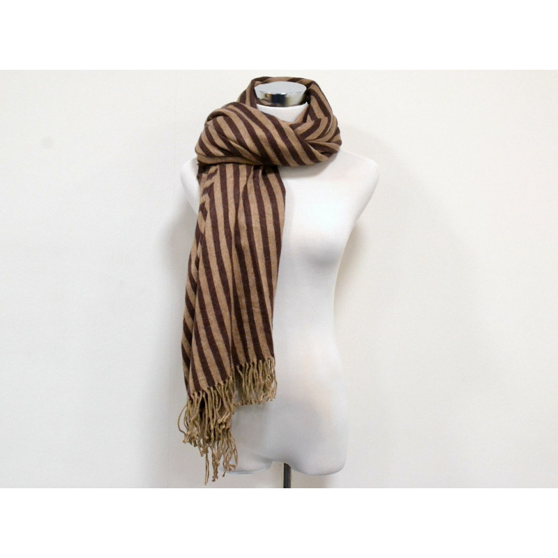  正品 Fendi FENDI border 披肩圍巾絲綢棕色服裝配飾二手-5