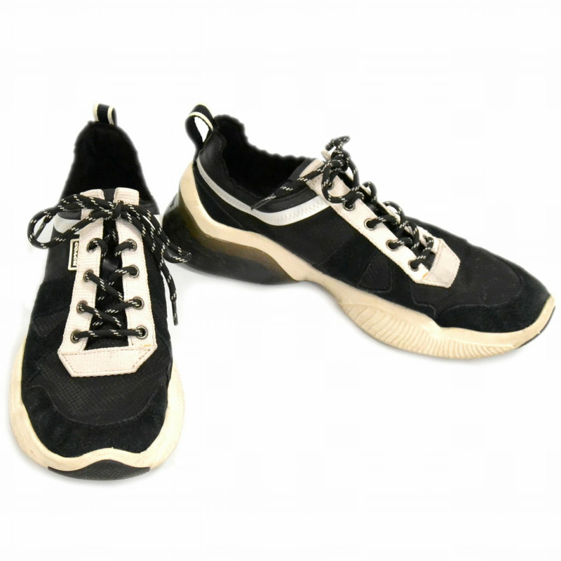 真正的教練教練城市鞋底賽跑者運動鞋 42 麂皮皮革尼龍黑色 G4941 男士鞋鞋二手-0