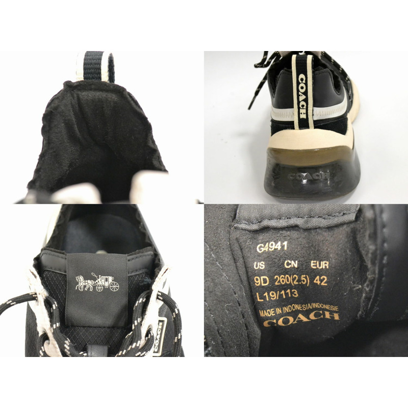 真正的教練教練城市鞋底賽跑者運動鞋 42 麂皮皮革尼龍黑色 G4941 男士鞋鞋二手-8