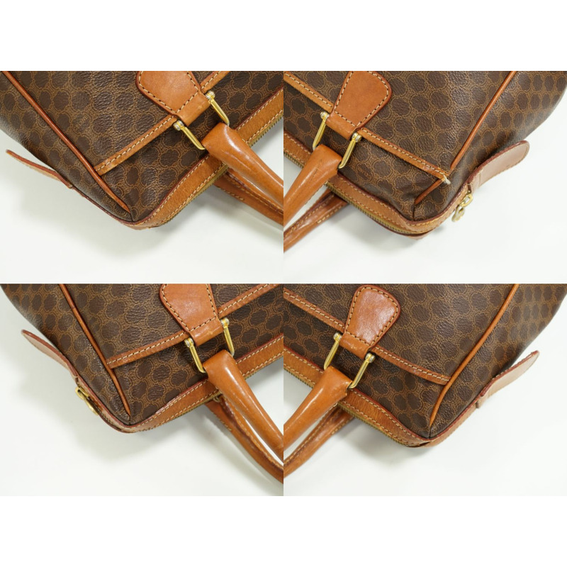 正品賽琳 CELINE 碎石手提包迷你波士頓包二手 PVC 棕色碎石包-5