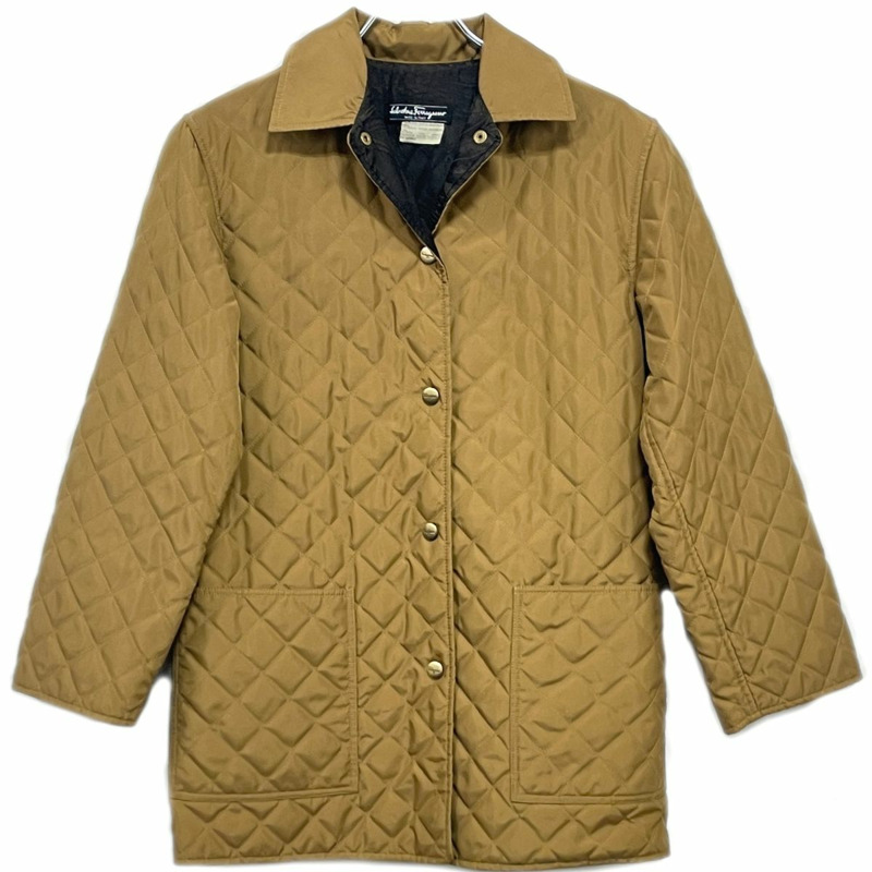 正品 Salvatore Ferragamo Salvatore Ferragamo 絎縫夾克束腰外衣外套棕色女士服裝二手-0