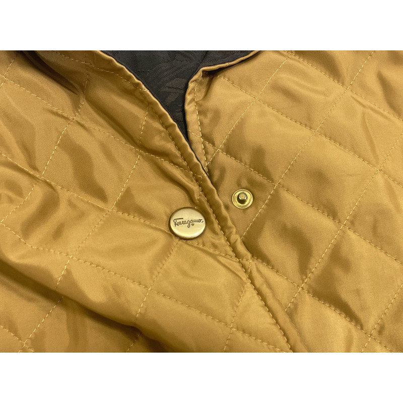 正品 Salvatore Ferragamo Salvatore Ferragamo 絎縫夾克束腰外衣外套棕色女士服裝二手-3