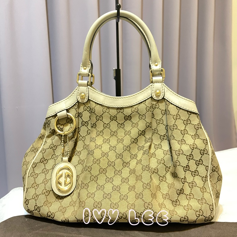 GUCCI 古馳 女用 211944 米白色手提包 肩背包 二手精品-0