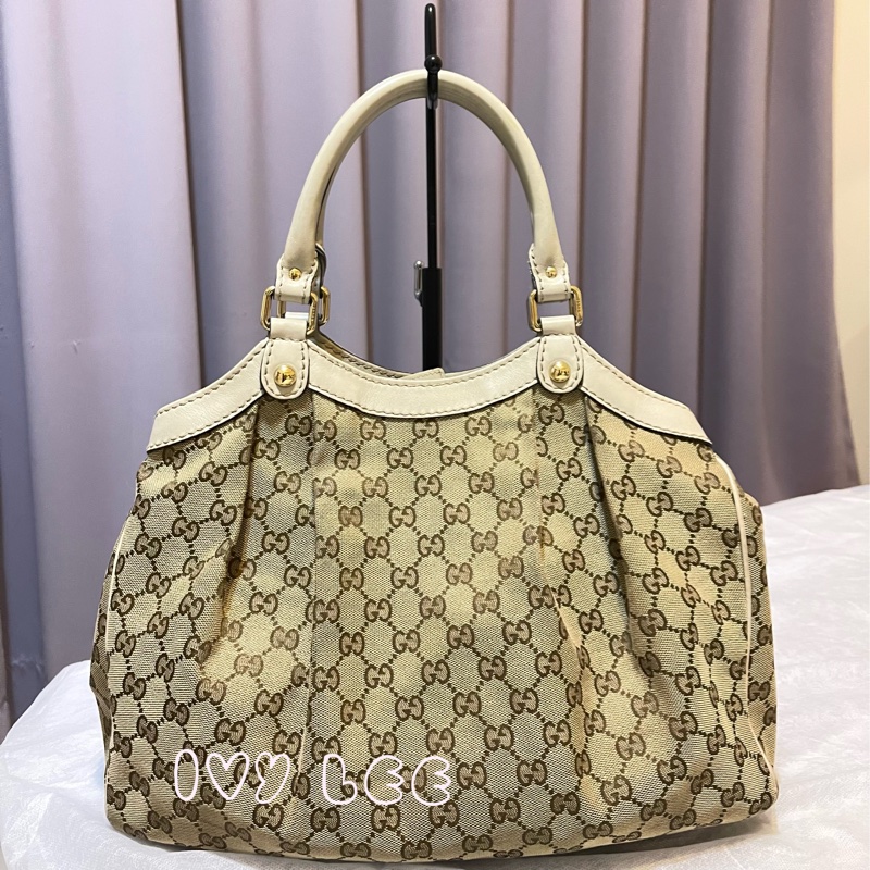 GUCCI 古馳 女用 211944 米白色手提包 肩背包 二手精品-1