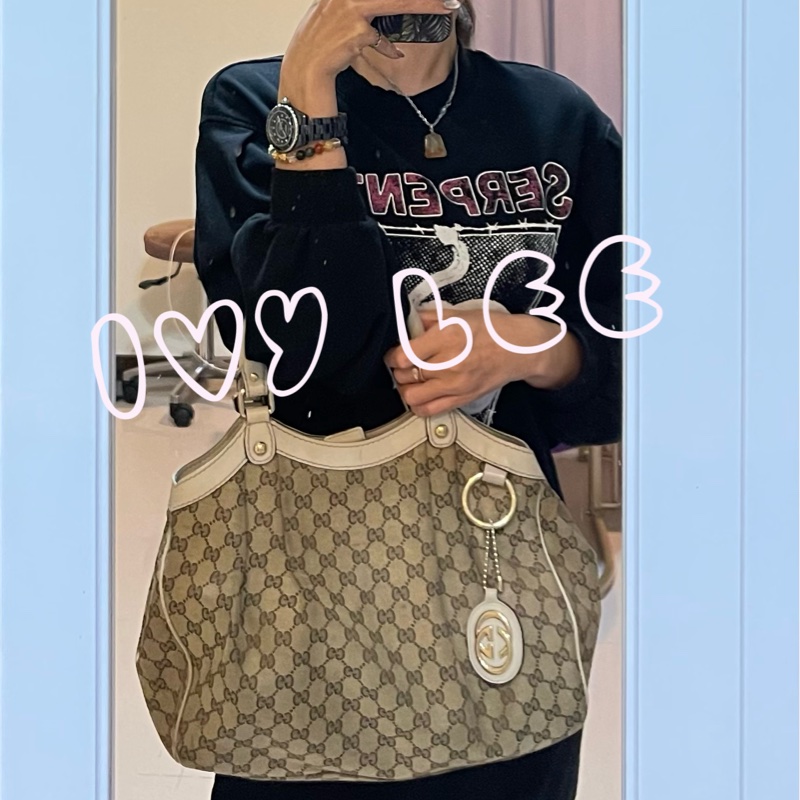 GUCCI 古馳 女用 211944 米白色手提包 肩背包 二手精品-9