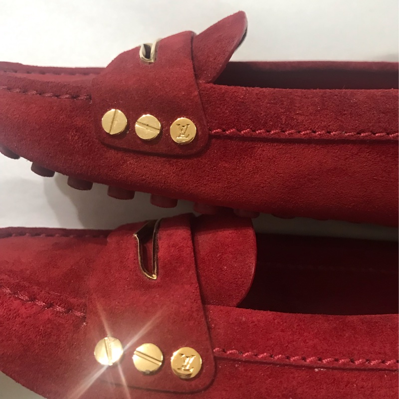 全新 LV 紅色麂皮 開車鞋 豆豆鞋 尺碼35.5-3