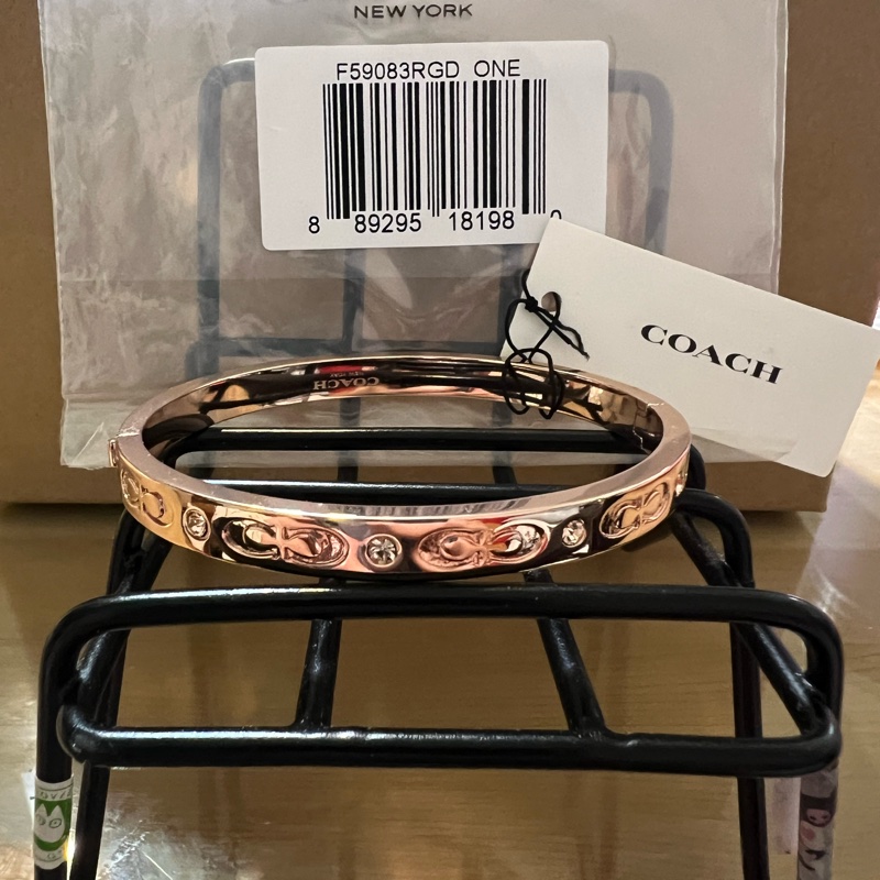 全新品 COACH Kissing C Logo 手環(玫瑰金) F59083 RGD-2