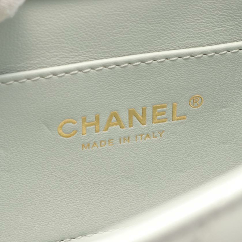 【日本直送】中古CHANEL[A]迷你 翻蓋 菱格紋 鏈條肩包 小羊皮 淺灰色 金色五金-3