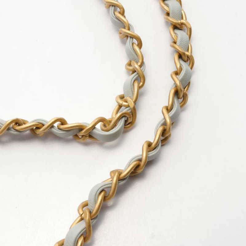 【日本直送】中古CHANEL[A]迷你 翻蓋 菱格紋 鏈條肩包 小羊皮 淺灰色 金色五金-5