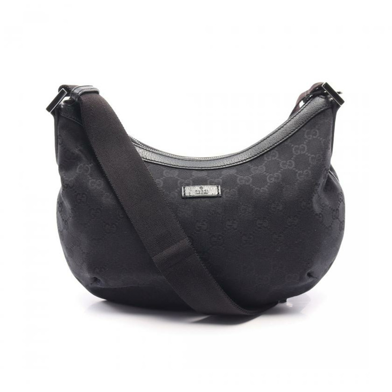 【日本直送】中古GUCCI[AB]GG帆布 肩包 真皮 黑色-0