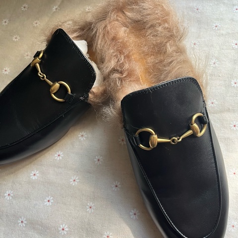 Gucci 毛毛懶人拖 全新 女鞋37