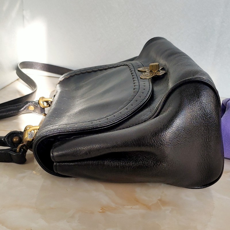 正品ANNA SUI黑色真皮蝴蝶釦醫生包+正品gucci 黑色真皮Solid Leather皮帶-6