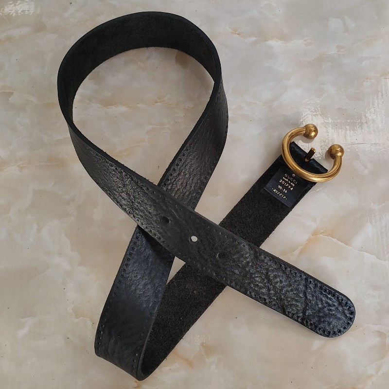正品ANNA SUI黑色真皮蝴蝶釦醫生包+正品gucci 黑色真皮Solid Leather皮帶-14