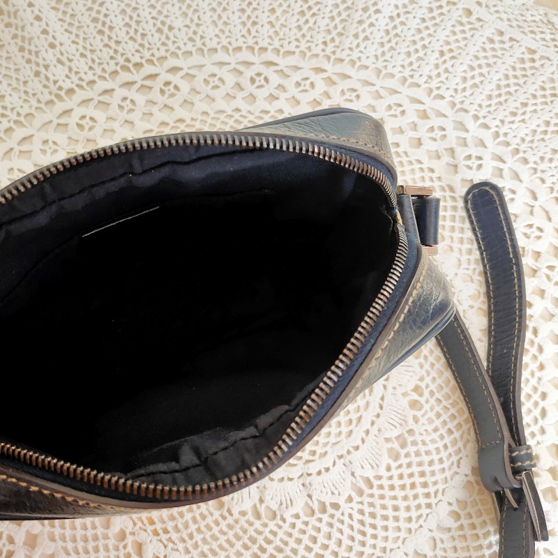 9成新正品gucci 老花Navy blue藍紅藍相機包/斜背包/豆腐包-4