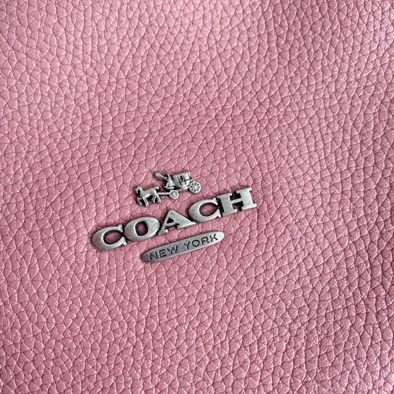 COACH蔻馳正品女士手提包單肩包托特包牛皮荔枝紋花紋玫瑰粉色12034 /附防塵袋-6