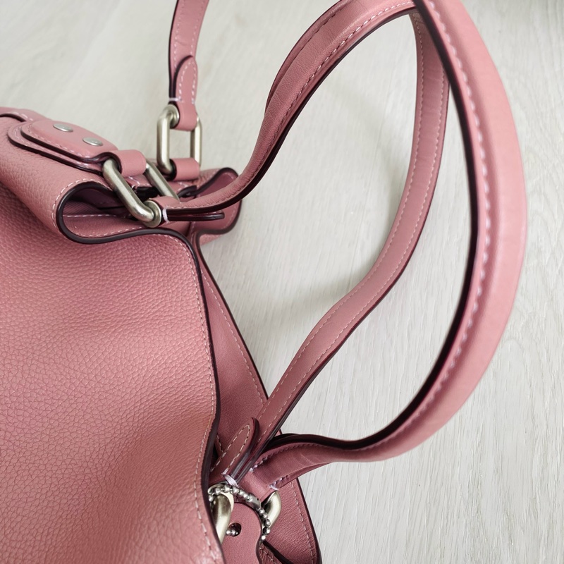 COACH蔻馳正品女士手提包單肩包托特包牛皮荔枝紋花紋玫瑰粉色12034 /附防塵袋-7