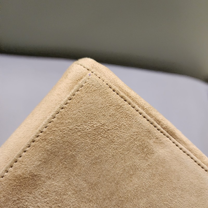 甜甜降一波/日本中古真品chanel vintage帶卡 大地色麂皮拼接風琴鏈條包-10