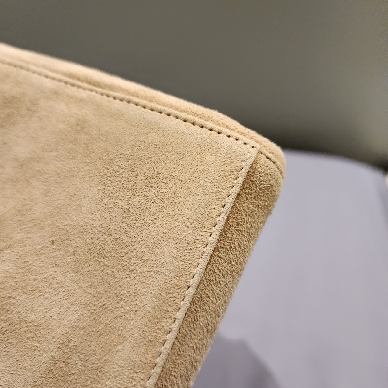 甜甜降一波/日本中古真品chanel vintage帶卡 大地色麂皮拼接風琴鏈條包-11