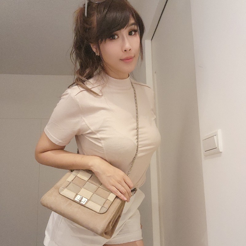 甜甜降一波/日本中古真品chanel vintage帶卡 大地色麂皮拼接風琴鏈條包-0