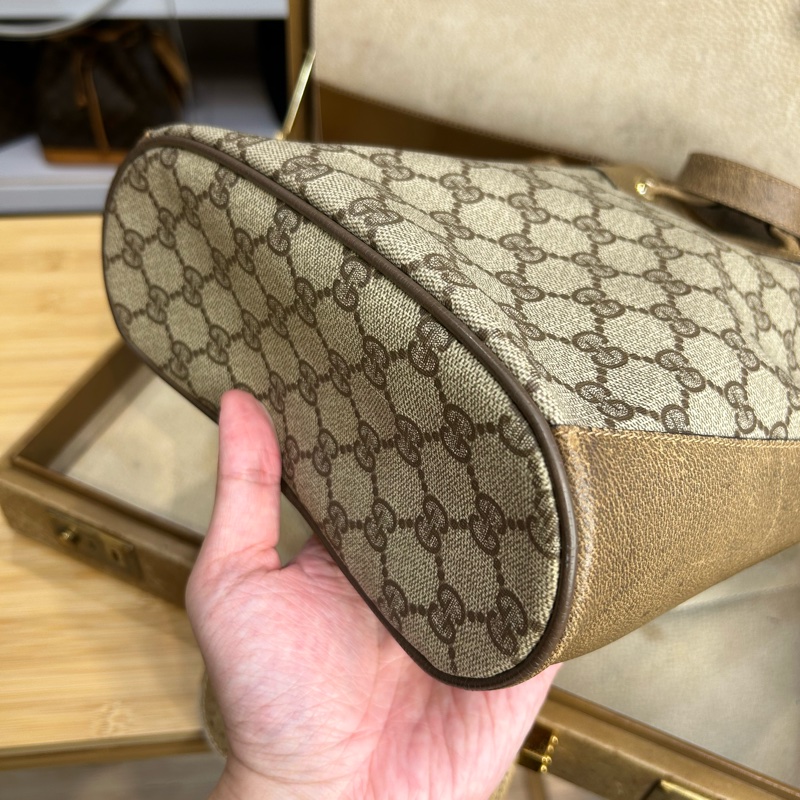 GUCCI vintage GG老花古董束口水桶包/ 斜背包💗復古百搭-3