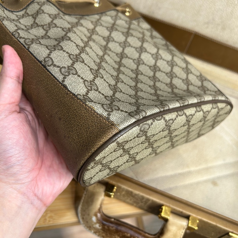 GUCCI vintage GG老花古董束口水桶包/ 斜背包💗復古百搭-5