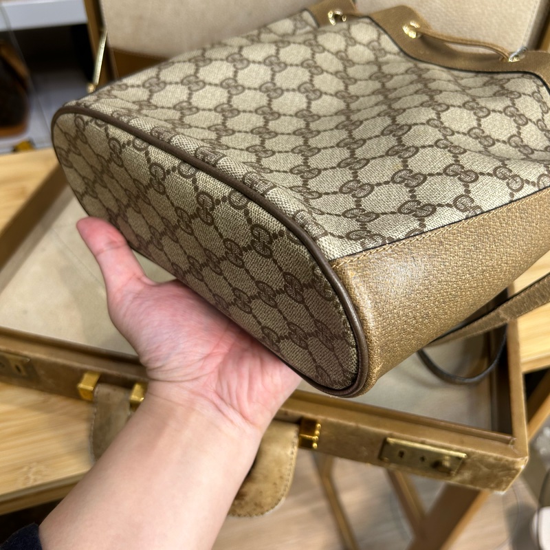 GUCCI vintage GG老花古董束口水桶包/ 斜背包💗復古百搭-6