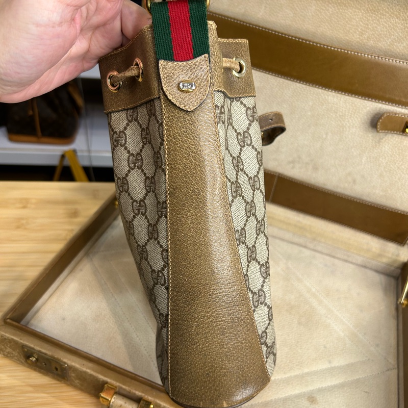 GUCCI vintage GG老花古董束口水桶包/ 斜背包💗復古百搭-10