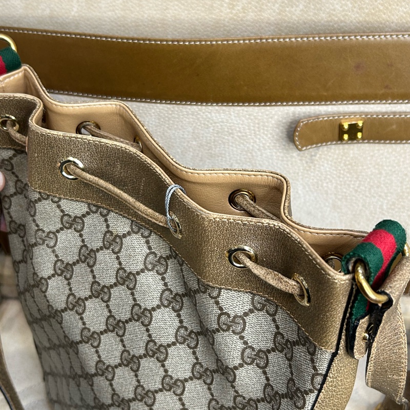 GUCCI vintage GG老花古董束口水桶包/ 斜背包💗復古百搭-13