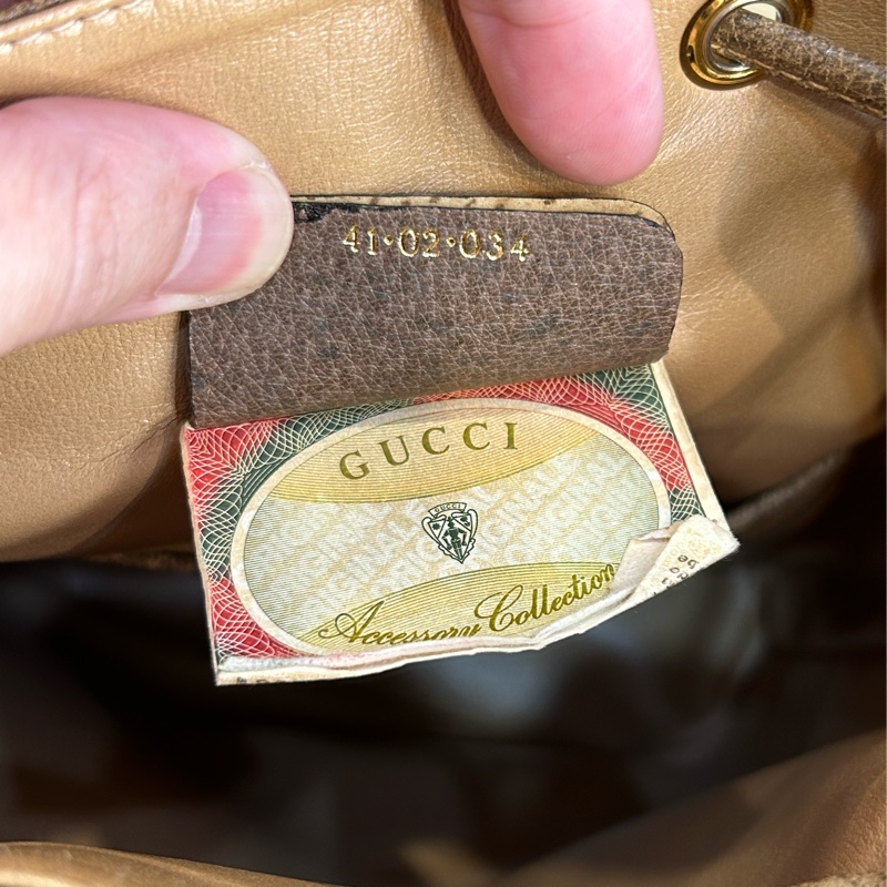 GUCCI vintage GG老花古董束口水桶包/ 斜背包💗復古百搭-19