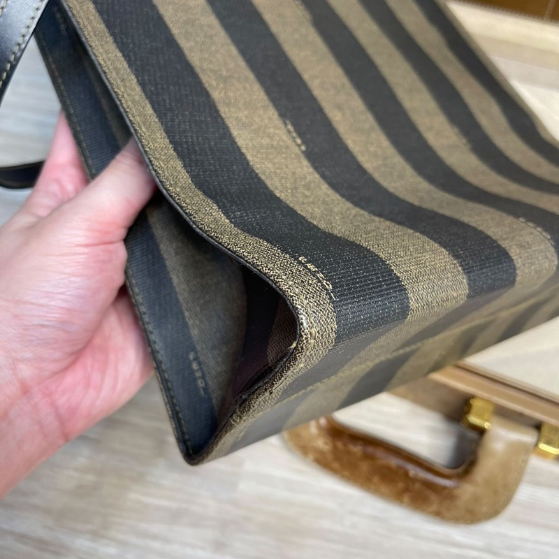 Fendi vintage經典條紋大Logo徽章琴譜包🗝️個性路線-8