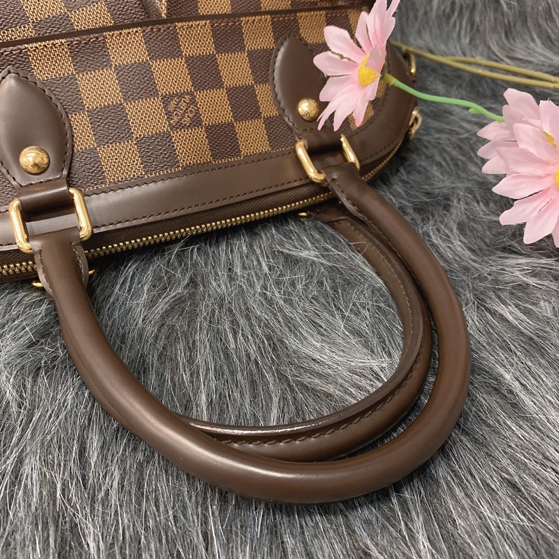 Louis Vuitton LV 咖啡色棋盤格 抓皺 祖母包/手提包/肩背包/二用包-2