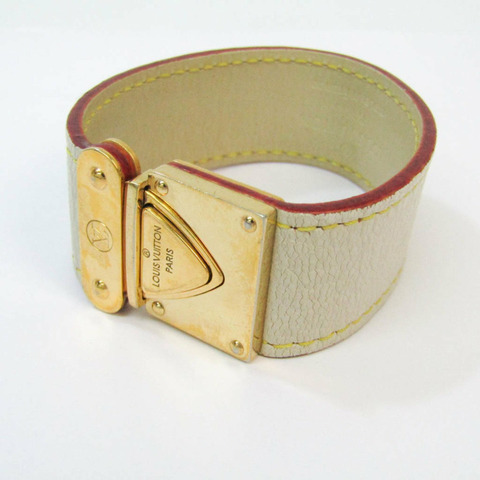Louis Vuitton Suhali Brass Koala M91886 皮革，金屬手鐲，白色，金色