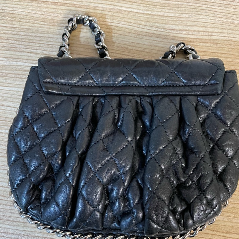 Chanel 香奈兒 南瓜包 雲朵包 黑銀 鏈條滾邊 鏈條包-4