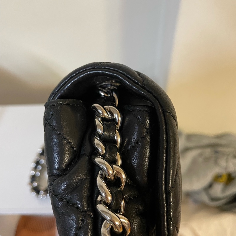 Chanel 香奈兒 南瓜包 雲朵包 黑銀 鏈條滾邊 鏈條包-8