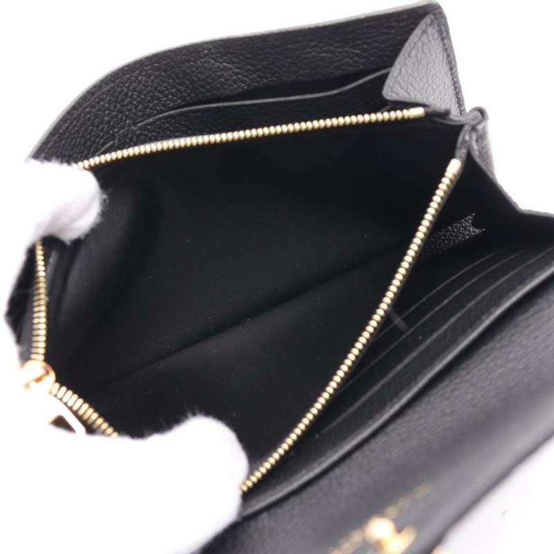 【日本直送】中古LOUIS VUITTON[AB]portefeuille Sarah 老花empreinte壓花浮雕 對折長款真皮錢包 黑色 米色-7