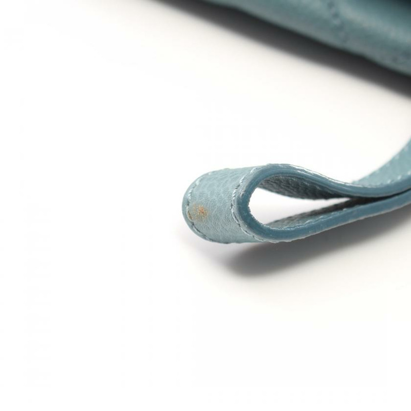 【日本直送】中古CHANEL[B]菱格紋 鏈條肩包 荔枝紋皮 藍灰色 銀色五金-7