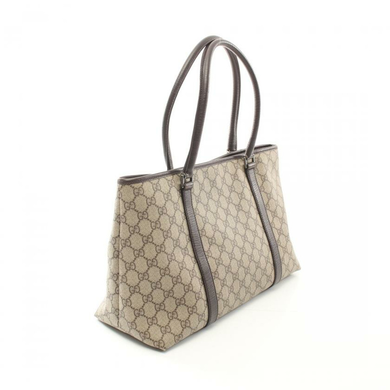 【日本直送】中古GUCCI[B]雙G SUPREME 手提包 托特包 PVC 真皮 米色 深棕色-1