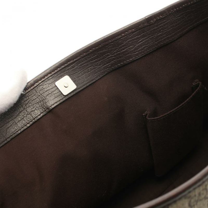 【日本直送】中古GUCCI[B]雙G SUPREME 手提包 托特包 PVC 真皮 米色 深棕色-7