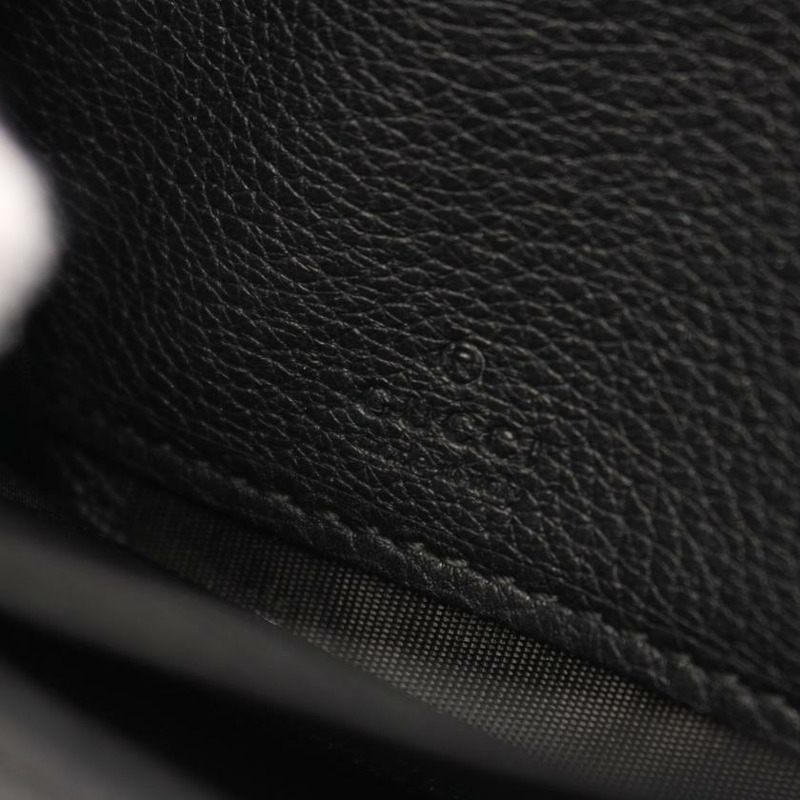 【日本直送】中古GUCCI[B]Gucci印花 圓角拉鍊長款真皮錢包 黑色-3