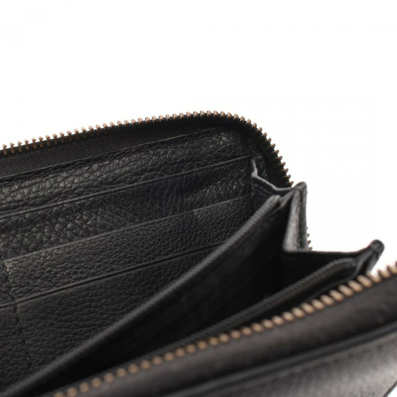 【日本直送】中古GUCCI[B]Gucci印花 圓角拉鍊長款真皮錢包 黑色-5